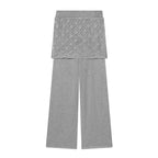 Women's Lightweight Fine Knit Loungewear Set with Round Neck and Wide Palazzo Pants Fashion Glam
