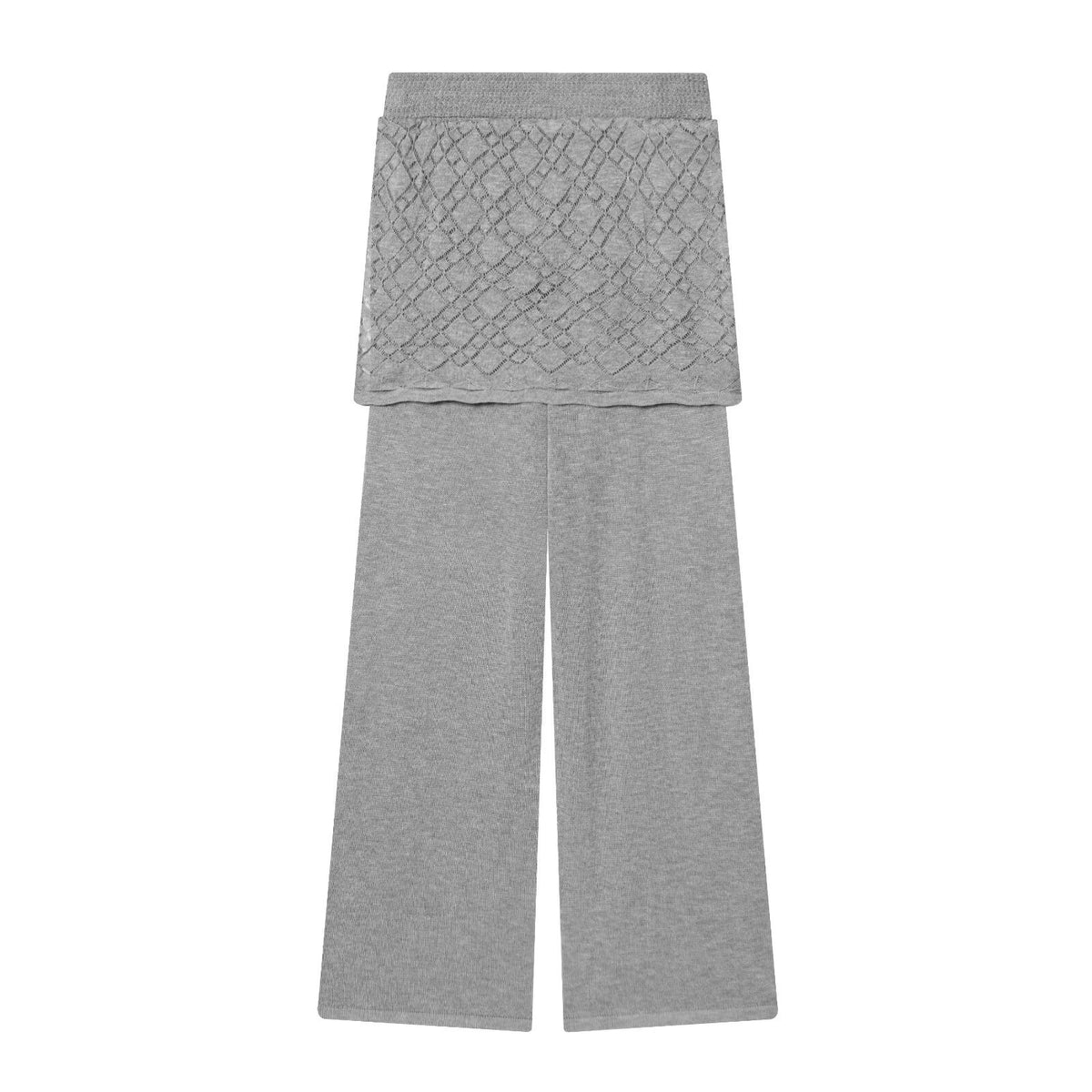 Women's Lightweight Fine Knit Loungewear Set with Round Neck and Wide Palazzo Pants Fashion Glam