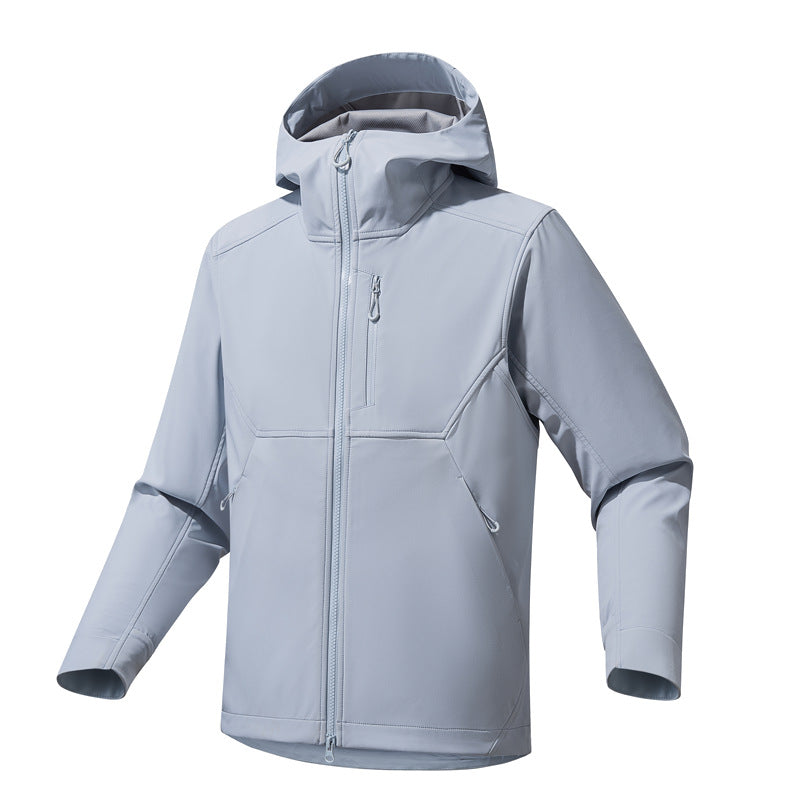 Men's Technical Softshell Hoodie Jacket with Hood, windproof membrane and ergonomic fit Fashion Glam