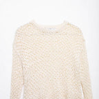 Women's loosely knitted lace pullover with ruffled hem and flared sleeves Fashion Glam