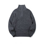 Unisex Thick Knitted Halfzip Sweater with Stand-Up Collar and Distinctive Ribbed Structure Fashion Glam