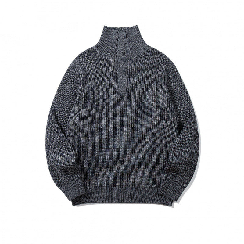 Unisex Thick Knitted Halfzip Sweater with Stand-Up Collar and Distinctive Ribbed Structure Fashion Glam