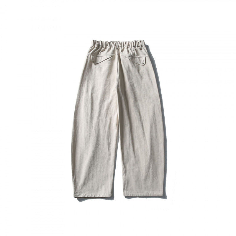Men's Wide Utility Pants with Elastic Waistband and Distinctive Seam Panels Fashion Glam