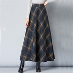 Women's ankle-length checkered skirt made of high-quality wool blend Fashion Glam
