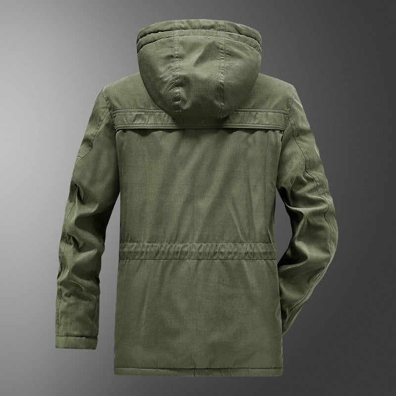 Men's insulated hooded parka with thermo teddy lining, windproof cotton blend outer shell, and multiple pockets Fashion Glam