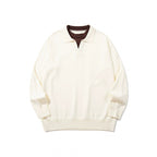 Unisex Oversize fine knit pullover with open Henley neckline and contrasting inner collar Fashion Glam