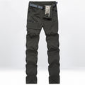 Men's Technical Trekking Cargo Pants with Pre-shaped Knees and Integrated Belt Solution Fashion Glam