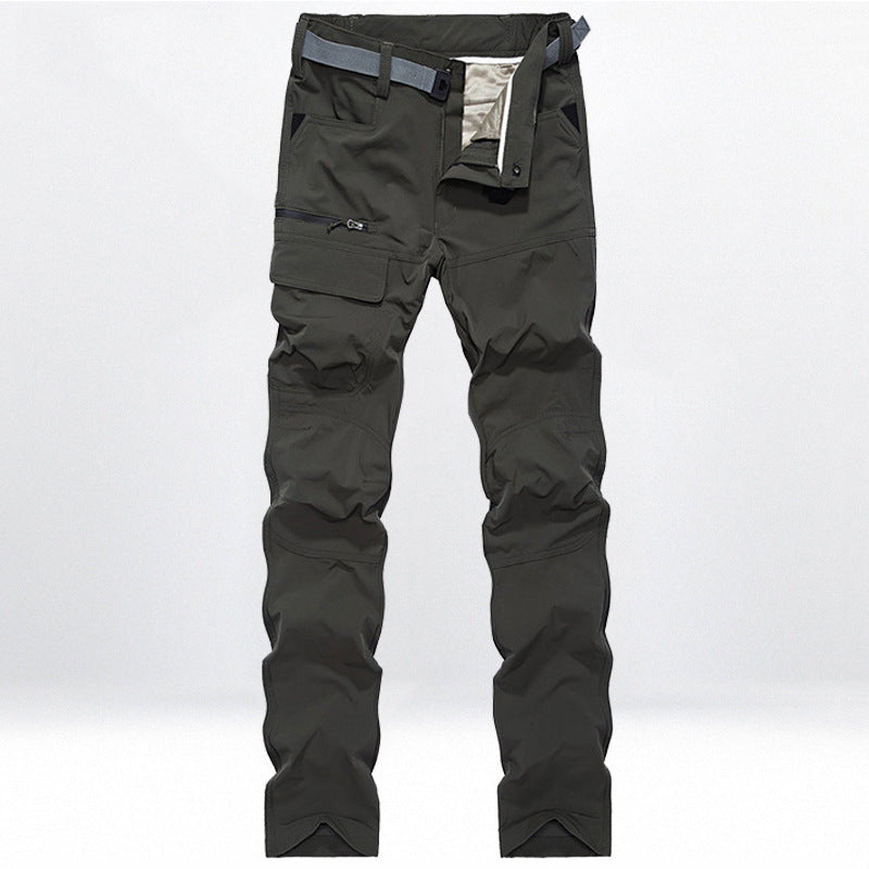 Men's Technical Trekking Cargo Pants with Pre-shaped Knees and Integrated Belt Solution Fashion Glam