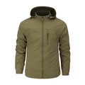 Men's Multifunctional Softshell Outdoor Jacket with Hood, Chest Zipper, and Breathable Lining Fashion Glam