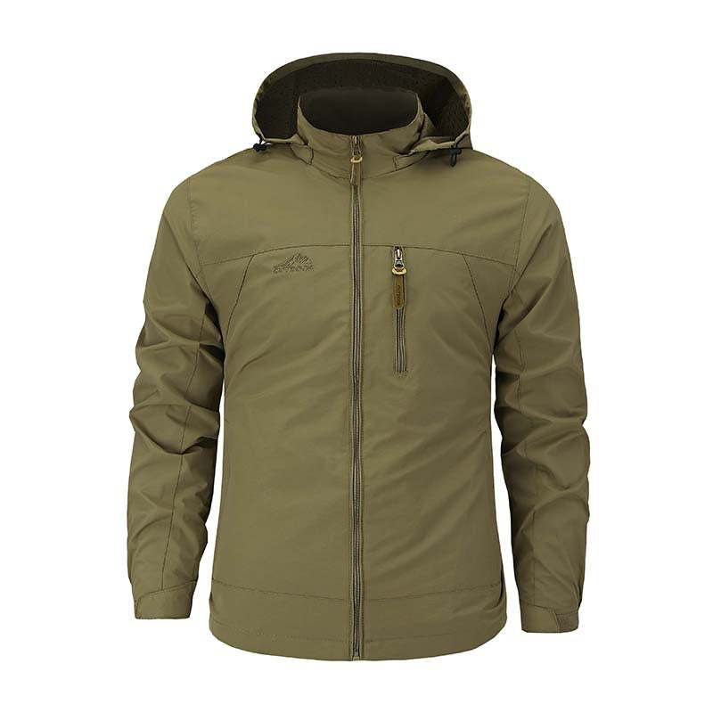 Men's Multifunctional Softshell Outdoor Jacket with Hood, Chest Zipper, and Breathable Lining Fashion Glam