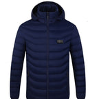 Men's Heated Puffer Jacket with Multi-Zone Heating System and Hood Fashion Glam