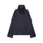 Women's Cape-like Short Double-breasted Trench Coat with High Stand Collar and Adjustable Cuffs Fashion Glam