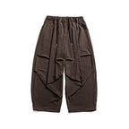 Men's Wide Cropped Harem Pants with Pleat Look, Elastic Waistband and Drawstring Fashion Glam