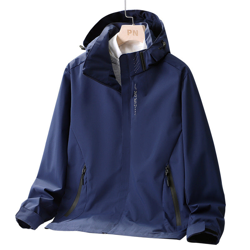 Men's lightweight water-repellent hooded shell jacket with windproof membrane and concealed zipper Fashion Glam