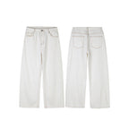 Women's Wide High-Waist Culotte Jeans with Visible Contrast Seams Fashion Glam