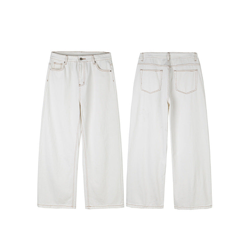 Women's Wide High-Waist Culotte Jeans with Visible Contrast Seams Fashion Glam