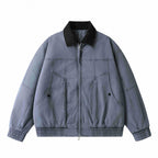 Men's Loose-Fit Worker Bomber Jacket made of Cotton Canvas with Contrast Collar and Drawstring Hem Fashion Glam