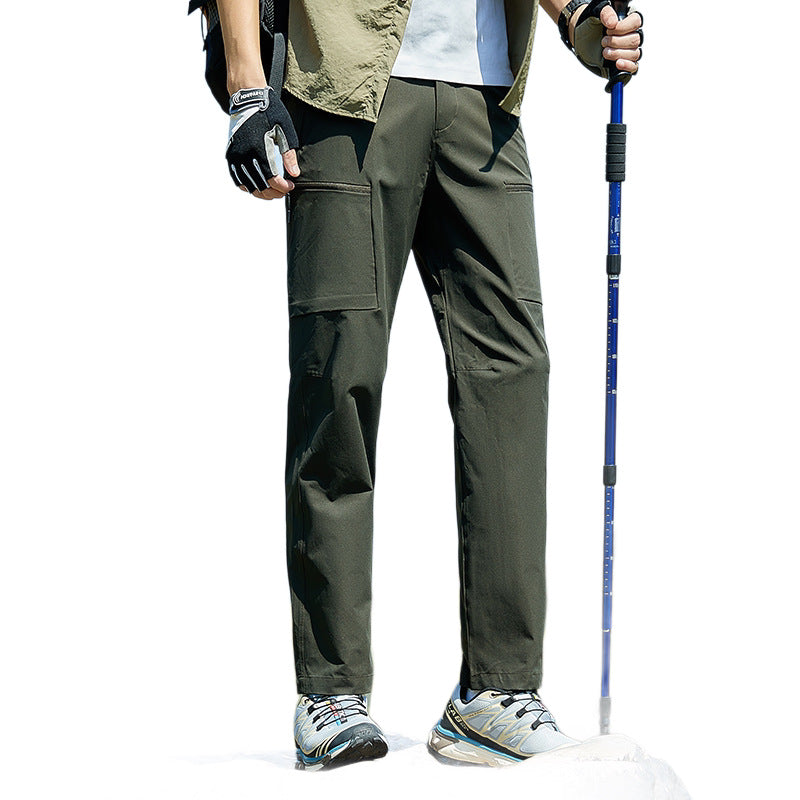 Men's Technical Trekking Pants with Stretch Water-Repellent Surface and Cargo Pockets Fashion Glam