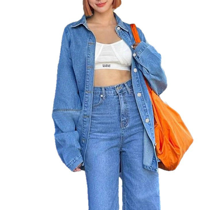 Women's Oversized Denim Shirt Jacket in Co-Ord Look with Loose Fit Fashion Glam