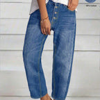 Women High-Waisted Cropped Jeans with Wide Straight-Leg Fit Fashion Glam