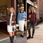 Women's cord jacket with contrast collar, zipper, and patch pockets Fashion Glam