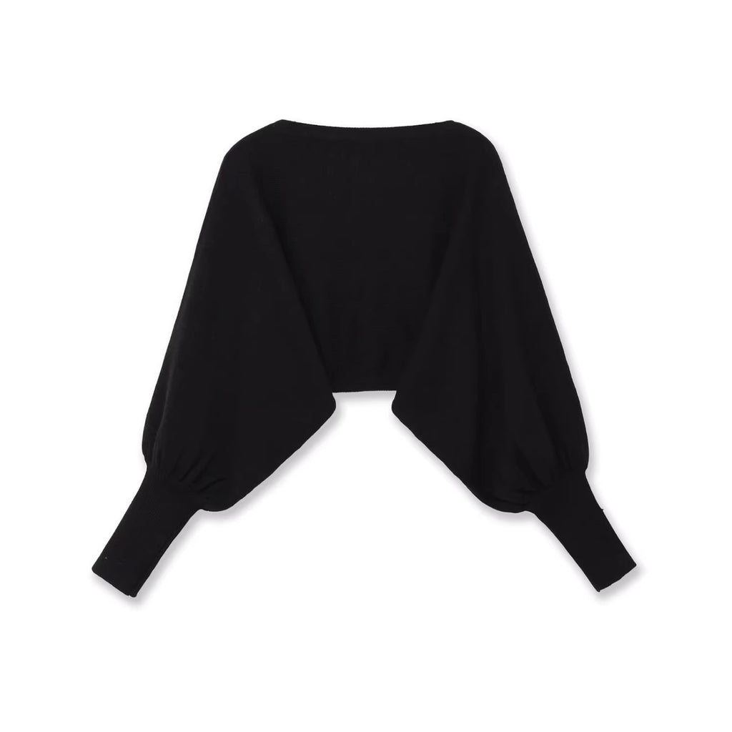 Ladies cropped bolero with wide batwing sleeves and long ribbed cuffs Fashion Glam