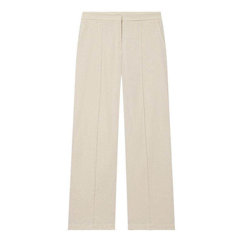 Women wide high-waisted fabric trousers with crease and straight leg Fashion Glam