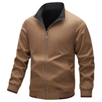 Men's Lightweight Harrington Jacket with Stand-Up Collar, Zip Closure and Contrast Cuffs Fashion Glam