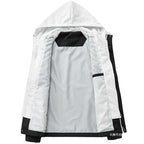 Men's lightweight wind and water-repellent hooded transitional jacket with fleece-lined hood and elastic hem Fashion Glam
