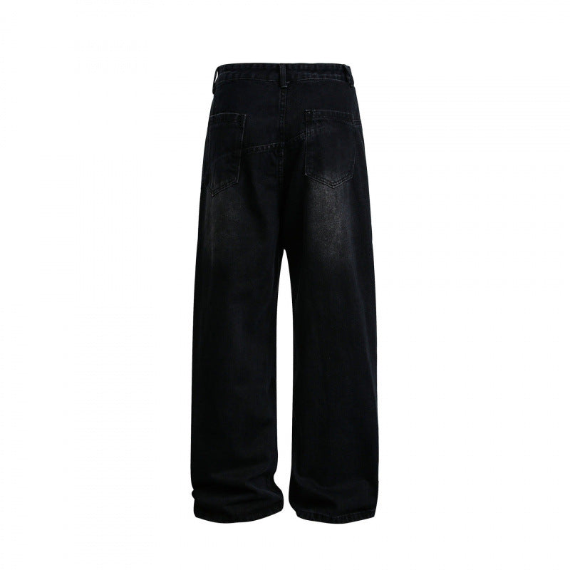 Women's wide high-waisted baggy jeans with curved front seams and patch pockets Fashion Glam