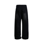 Women's wide high-waisted baggy jeans with curved front seams and patch pockets Fashion Glam