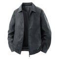 Men's leather bomber jacket with zipper and elastic hem Fashion Glam