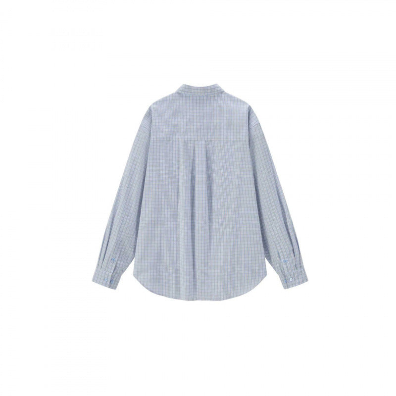 Unisex Loose-Fitting Checked Overshirt with Patch Chest Pocket and Curved Hem Fashion Glam