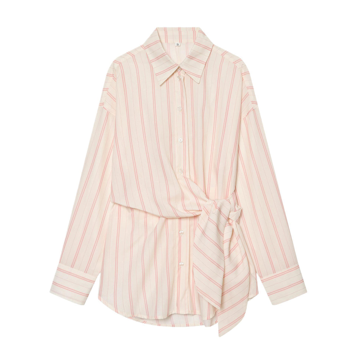 Women's Striped Shirt Blouse with Waist Knot Detail Fashion Glam
