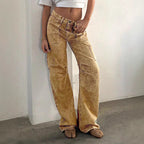 Women's Loose Utility Cargo Jeans with Straight Leg and Patch Pockets Fashion Glam
