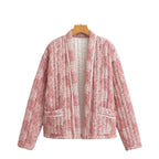 Women's quilted kimono jacket with floral all-over print Fashion Glam