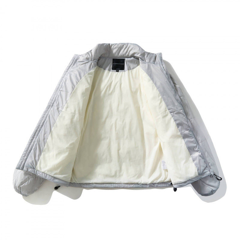 Unisex Ultralight Quilted Short Jacket with Geometric Quilting, Stand-up Collar and Drawstring Hem Fashion Glam