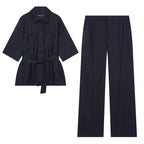 Women's Lightweight Linen Trousers with Wide Leg and Pleat Fashion Glam