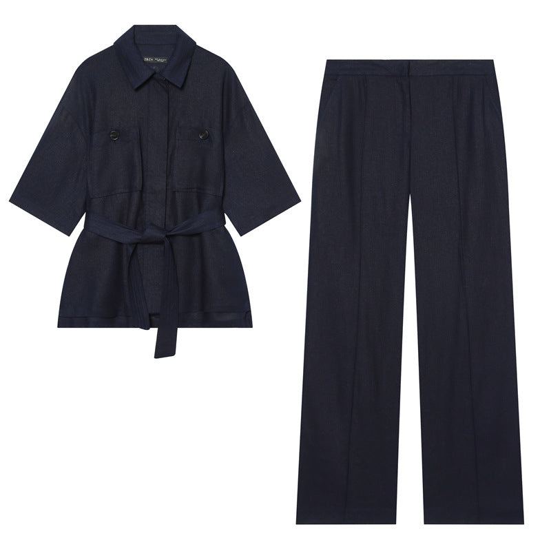 Women's Lightweight Linen Trousers with Wide Leg and Pleat Fashion Glam