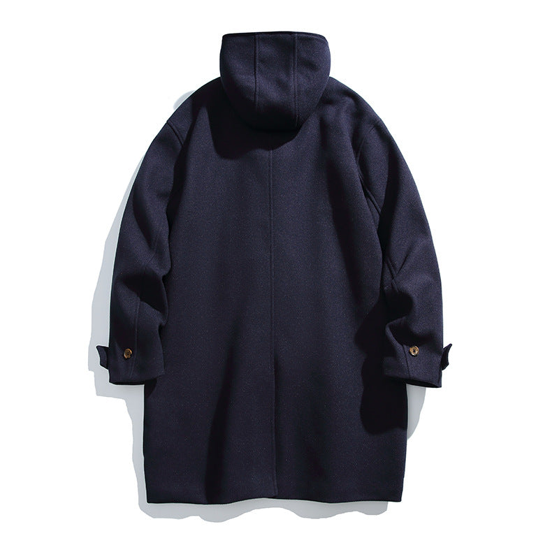 Men's wool blend duffle coat with hood and toggle closures Fashion Glam