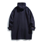 Men's wool blend duffle coat with hood and toggle closures Fashion Glam