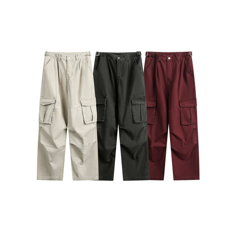 Men's Utility Cargo Pants with Wide Leg, Flap Pockets and Adjustable Waist Fashion Glam