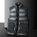 Men's padded quilted vest with cargo pockets and high collar Fashion Glam
