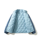 Men's Quilted Cord Jacket with Stand Collar, Snap Button Closure and Elastic Hem Fashion Glam