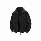 Men's Military Inspired Thermal Bomber Jacket with Teddy Lining, Arm Pocket and Snap Flap Pockets Fashion Glam
