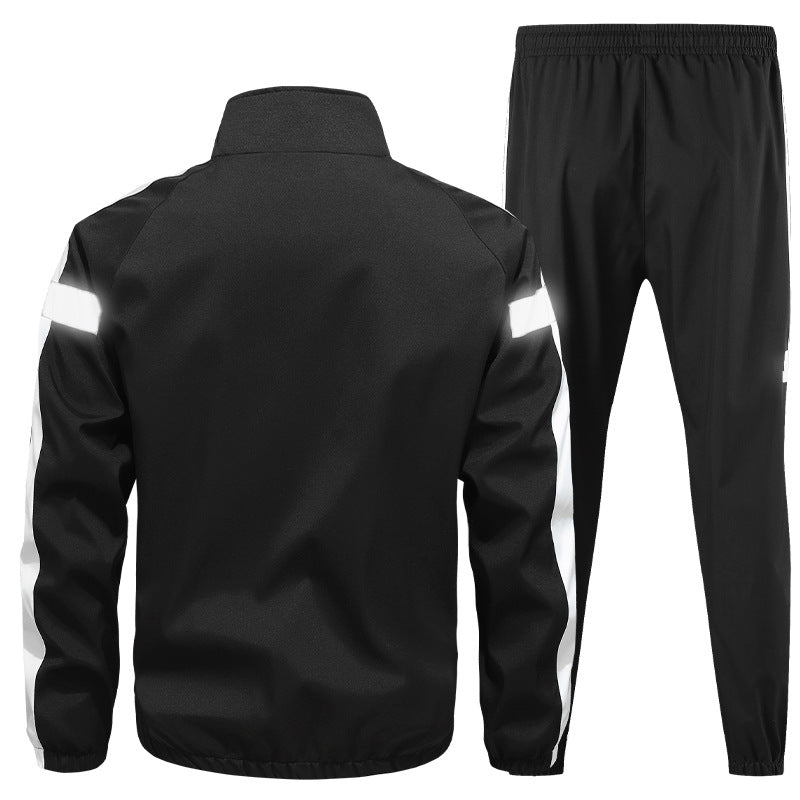 Men's sporty tracksuit set with zip jacket, jogging pants, and reflective inserts Fashion Glam
