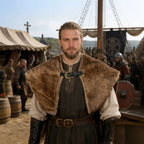 Men's shoulder cape made of faux fur with buckle closure and rustic Viking look Fashion Glam