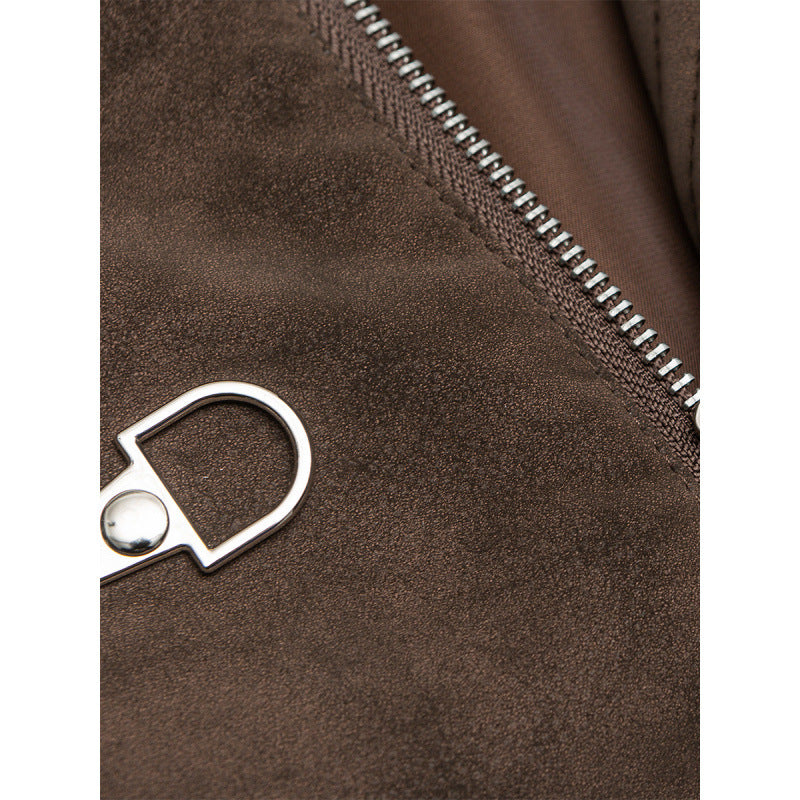 Men's short jacket made of suede imitation with metal toggle fasteners Fashion Glam
