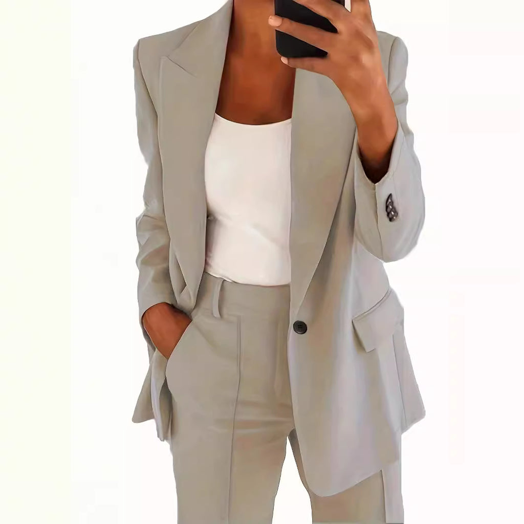 Women high-waisted straight-cut suit trousers with crease Fashion Glam