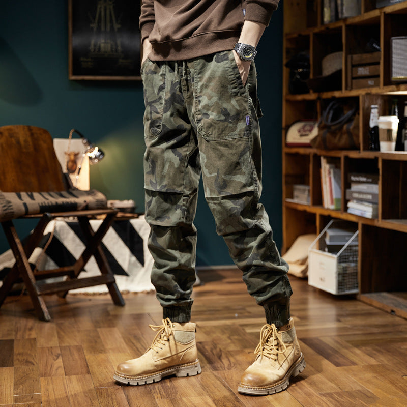 Men's Camouflage Cargo Jogger with Elastic Waistband, Utility Pockets, and Drawstring Fashion Glam